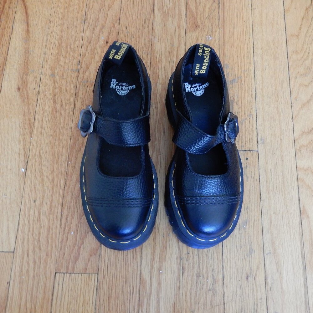 Addina Flower Buckle Leather Platform Shoes in BLACK MILLED NAPPA Addina Flower